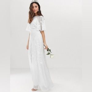 ASOS flutter sleeve wedding dress size 4